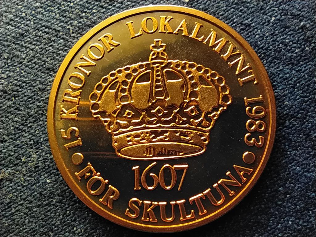 Svédország XI. Károly király 1983 réz 15 korona helyi pénz