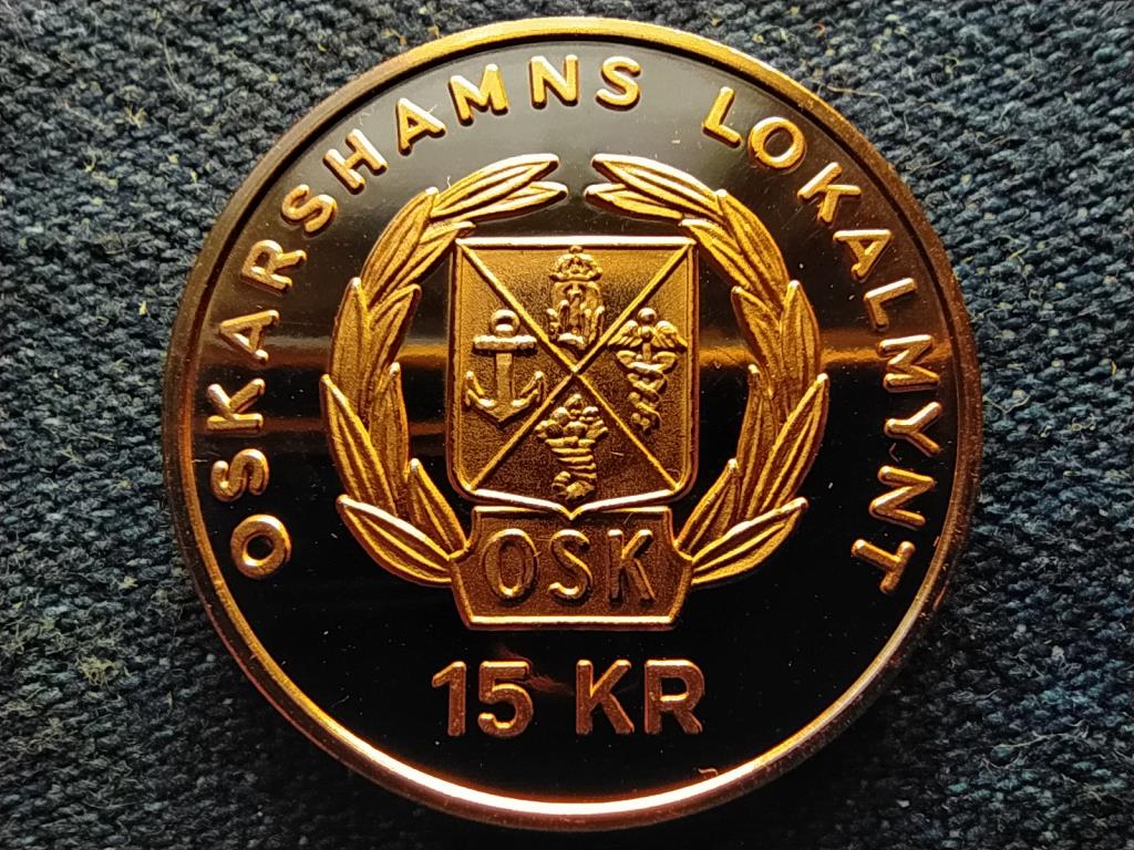 Svédország Axel Petersson Döderhultan tervezte Ropar Olle 1980 réz 15 korona helyi