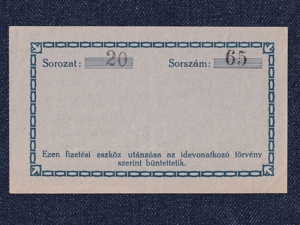 Mauthner bőrgyár váltópénz 1 Korona szükségpénz 1919 hajtatlan