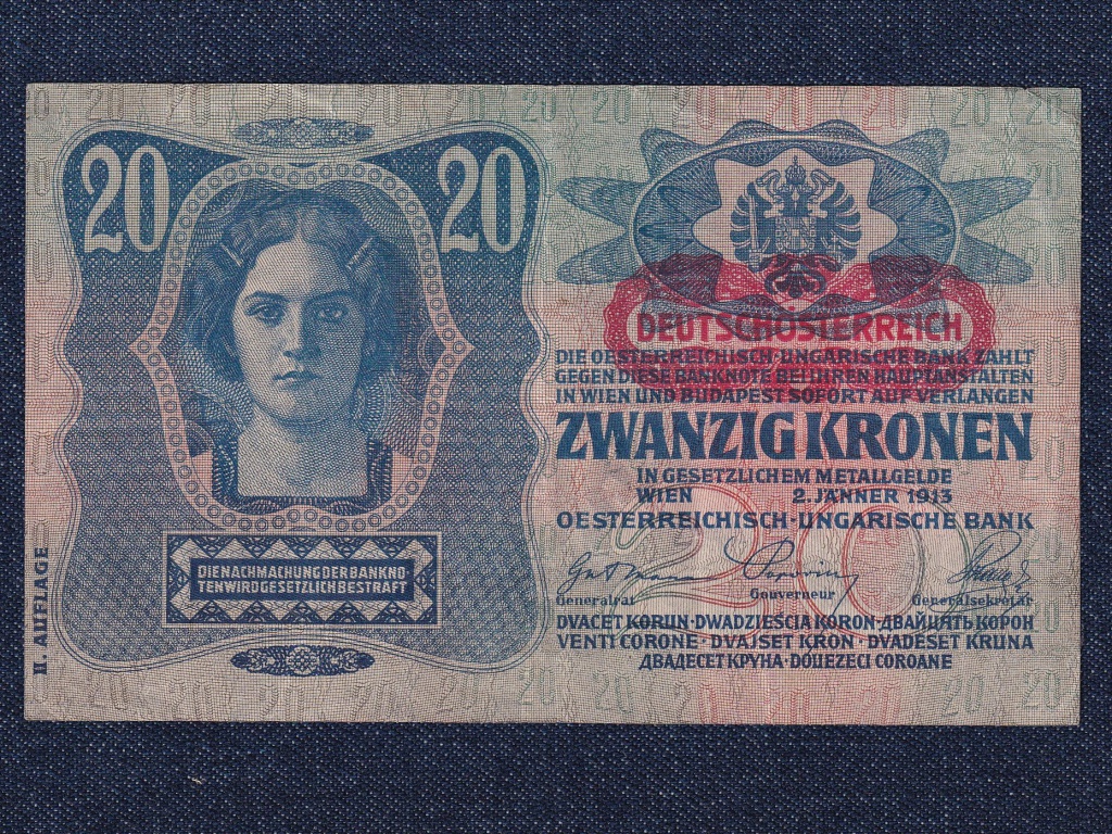 Osztrák-Magyar (1912-1915) 20 Korona bankjegy Deutschösterreich 1913