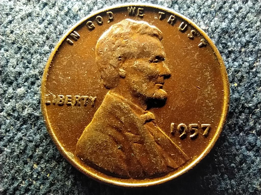 USA Lincoln Búza 1 Cent 1957