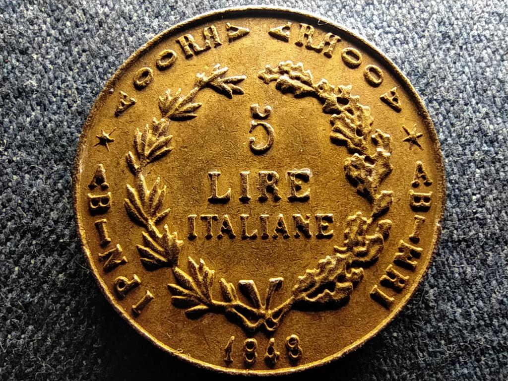 Olaszország 5 líra 1848 fantázia veret 10,4g 30,2mm