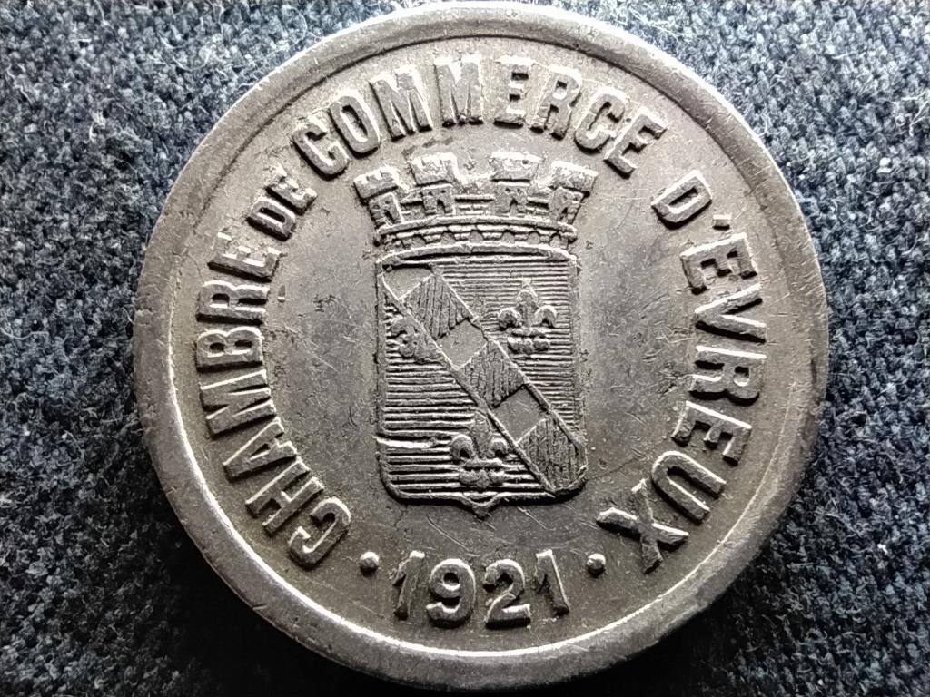 Franciaország Felső-Normandia Évreux város 25 Centimes szükségpénz 1921