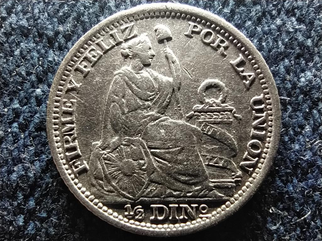 Peru Köztársaság (1822-napjainkig) .900 ezüst 1/2 Din 1892