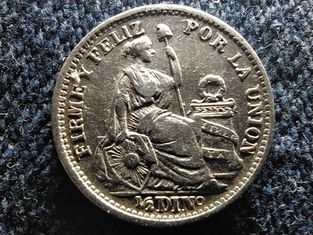 Peru Köztársaság (1822-napjainkig) .900 ezüst 1/2 Din 1904
