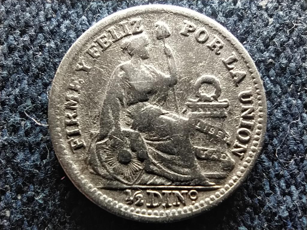 Peru Köztársaság (1822-napjainkig) .900 ezüst 1/2 Din 1908