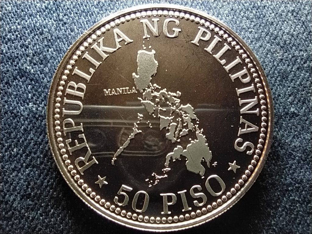 Fülöp-szigetek I.M.F. Találkozó .925 ezüst 50 piso 1976 PP