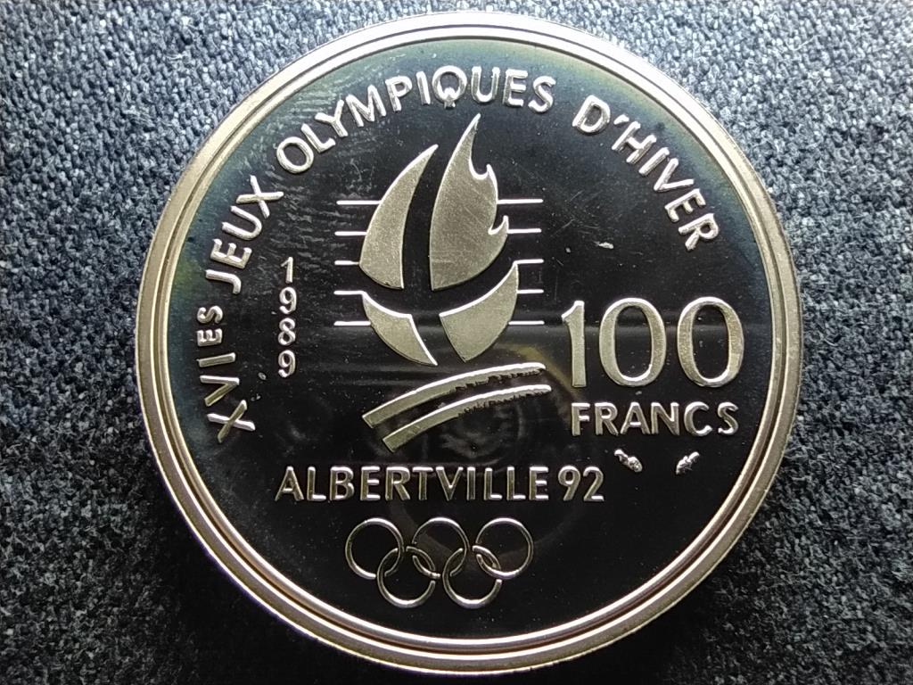 Franciaország Olimpia 1992, Albertville, Műkorcsolya .900 ezüst 100 frank 1989 PP