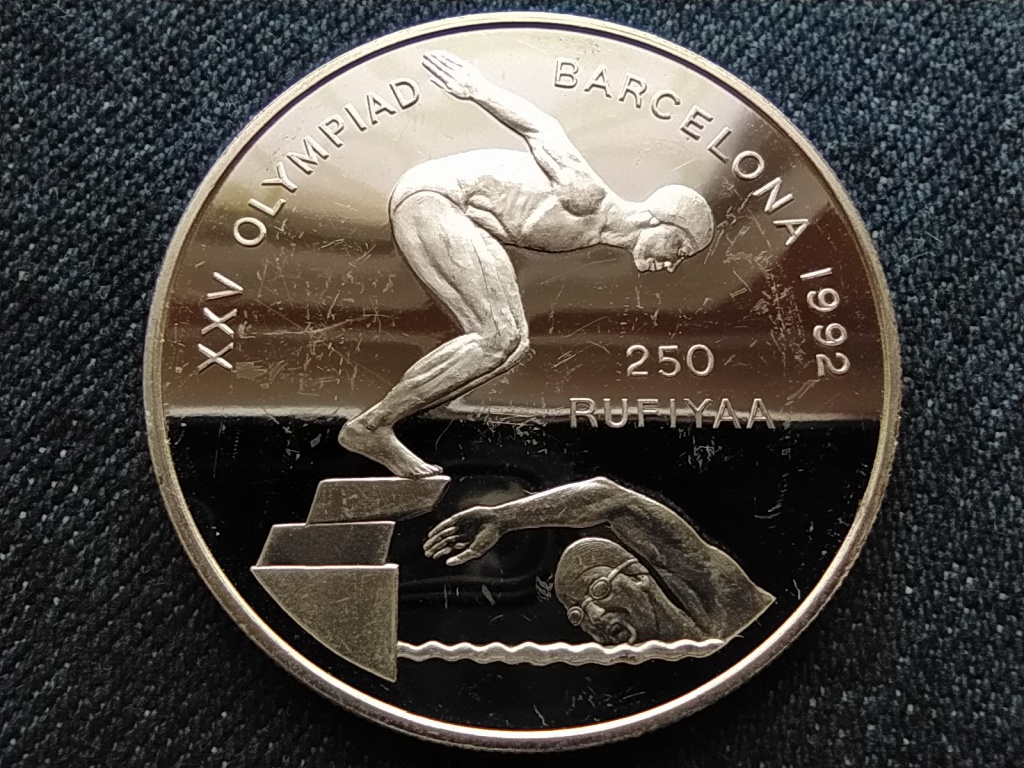 Maldiv-szigetek 1992. évi nyári olimpia, Barcelona .925 ezüst 250 Rúfia 1990 PP