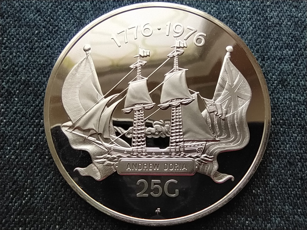 Holland Antillák Amerikai Bicentenárium .925 ezüst 25 gulden 1976 FM PP
