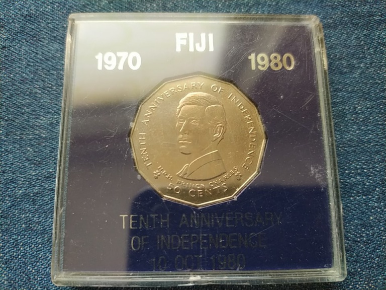 Fidzsi-szigetek A függetlenség 10. évfordulója 50 cent 1980 tokban
