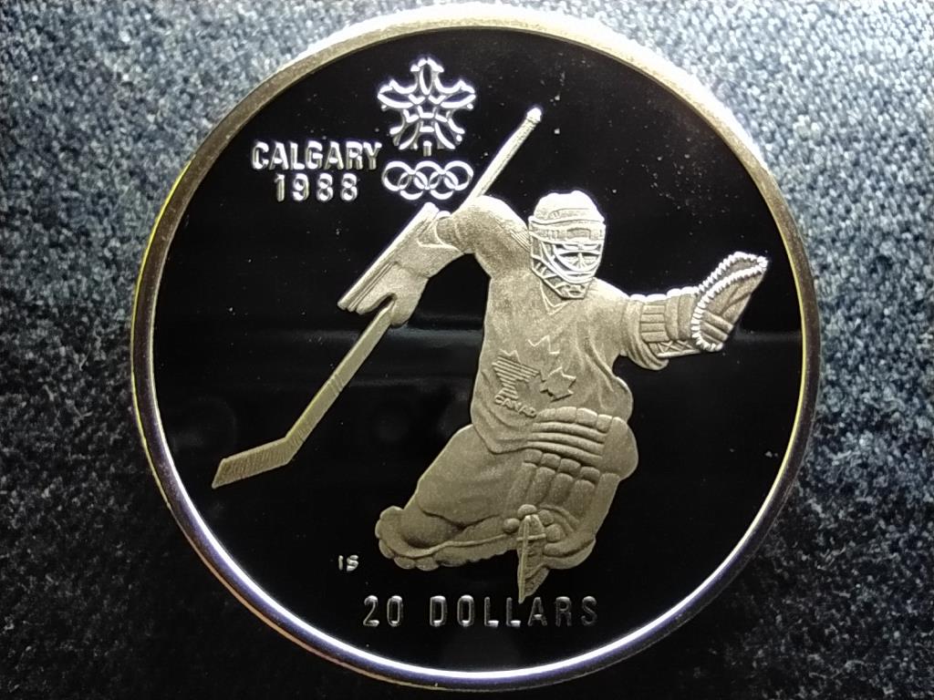 Kanada Téli olimpia Calgary hoki .925 ezüst 20 Dollár 1986 PP