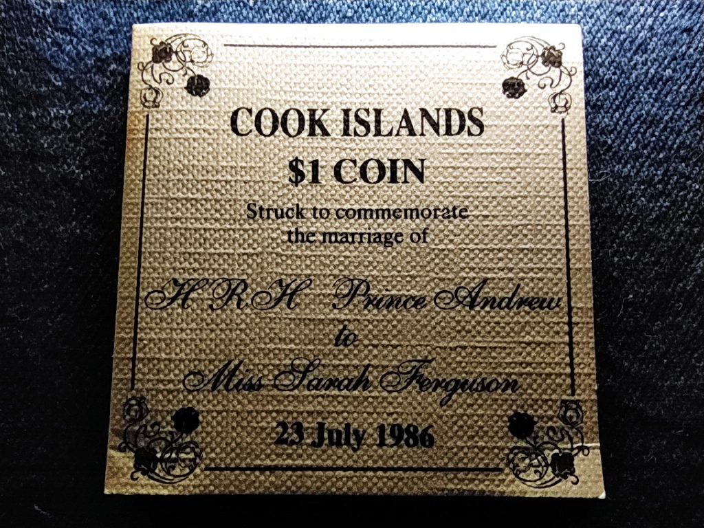 Cook-szigetek Királyi esküvő .925 ezüst 1 Dollár 1986 PP CSAK 2500 DB!