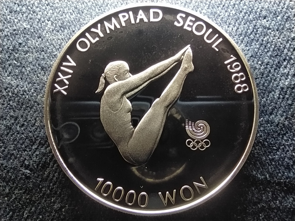 Dél-Korea Olimpiai Játékok Szöulban 1988 Műugrás .925 ezüst 10000 won 1987 PP