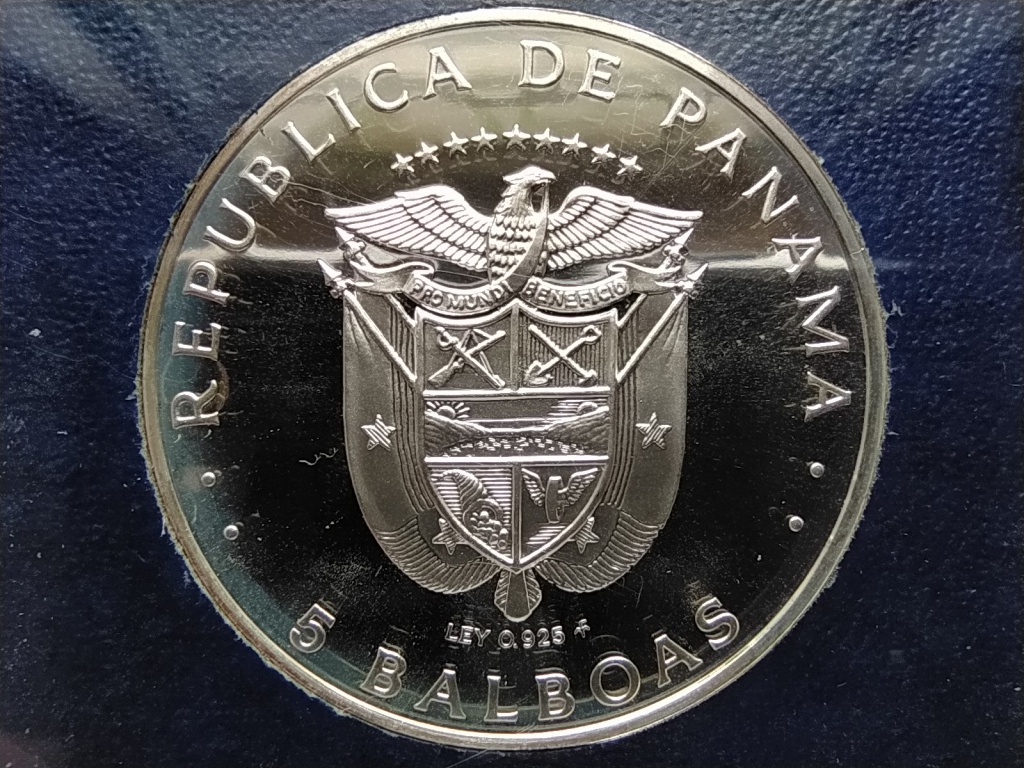 Panama Panama-csatorna szerződés .925 ezüst 5 Balboa 1979 FM PP