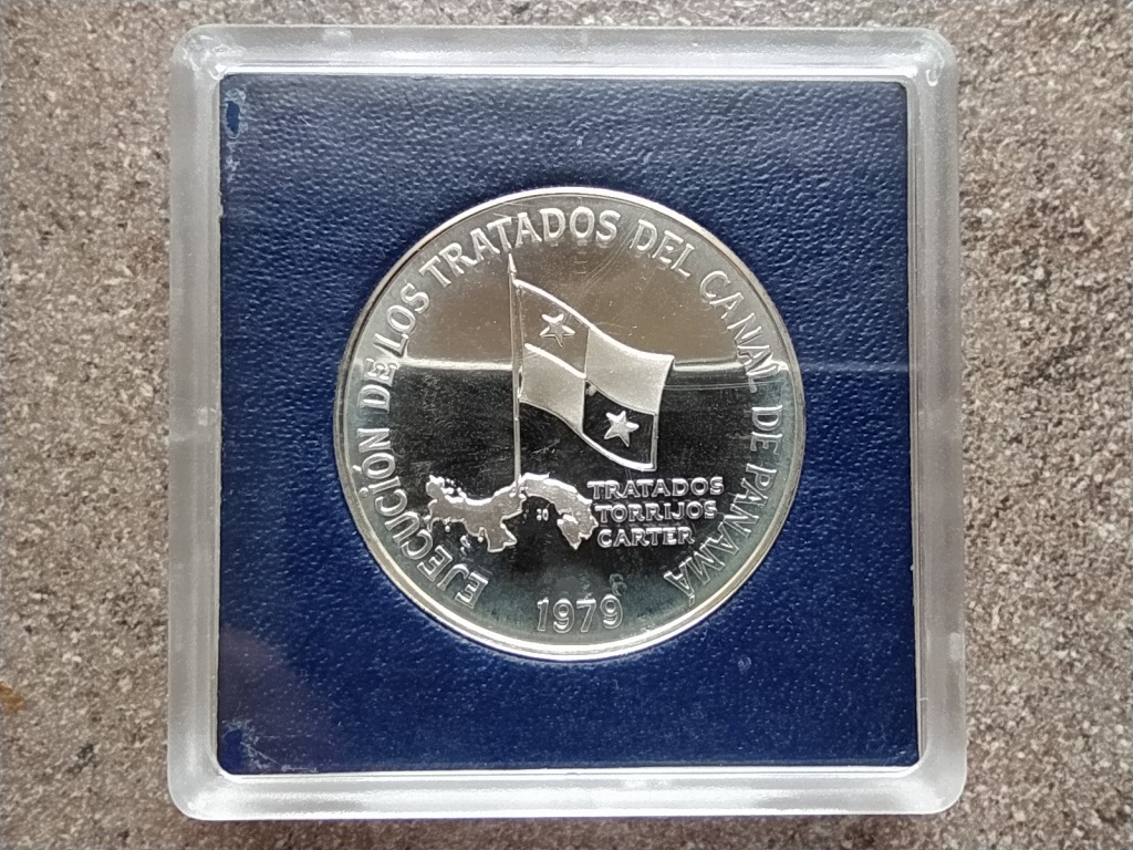 Panama Panama-csatorna szerződés .925 ezüst 5 Balboa 1979 FM PP