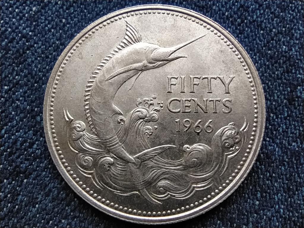 Bahama-szigetek II. Erzsébet (1952-2022) .800 ezüst 50 Cent 1966 