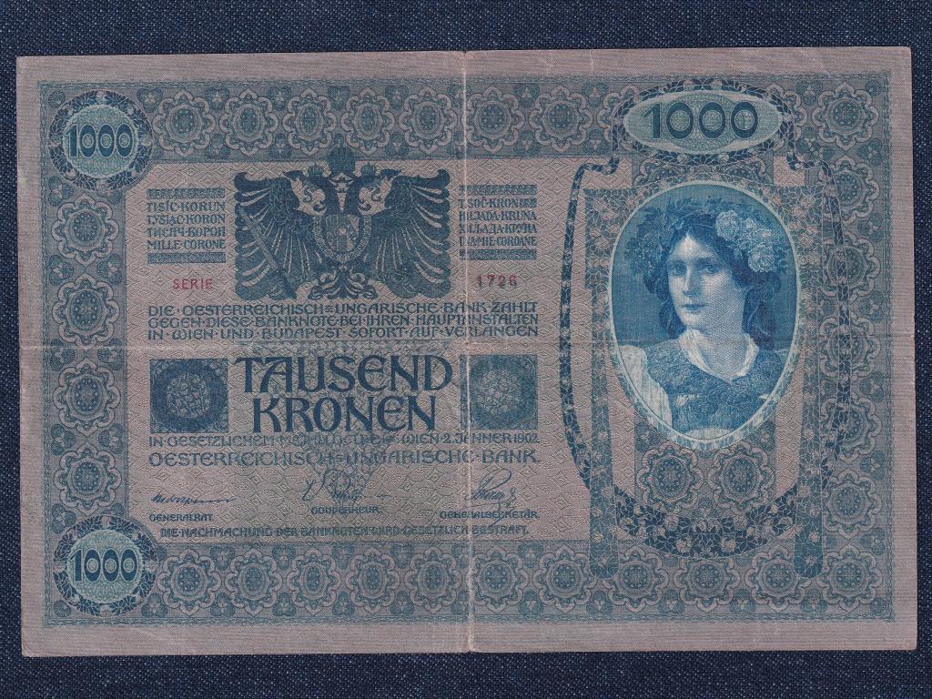 Osztrák-Magyar Korona bankjegyek (1900-1902 sorozat) 1000 Korona bankjegy 1902