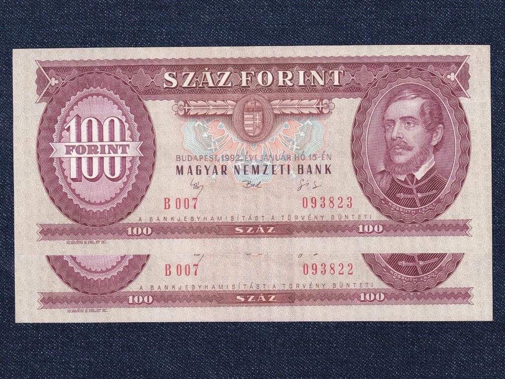 Harmadik Köztársaság (1989-napjainkig) 100 Forint bankjegy 1992 Sorszámkövető pár