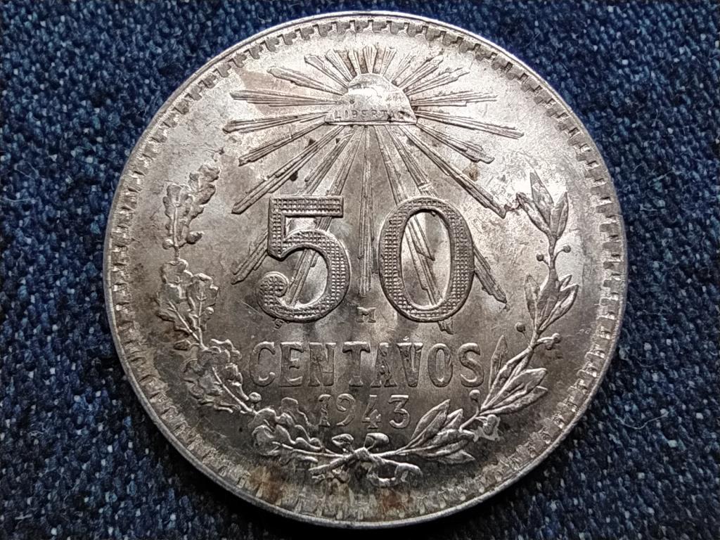 Mexikó Mexikói Egyesült Államok (1905-) .720 ezüst 50 centavó 1943 Mo