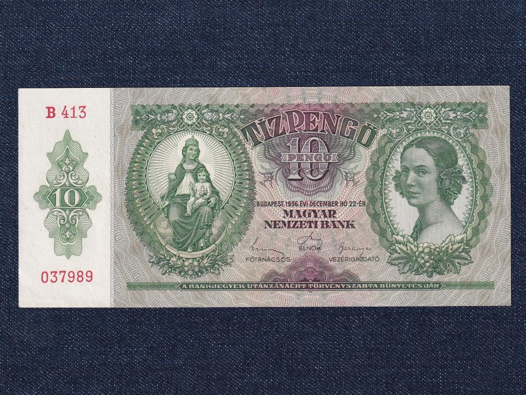 Háború előtti sorozat (1936-1941) 10 Pengő bankjegy 1936 HAJTATLAN