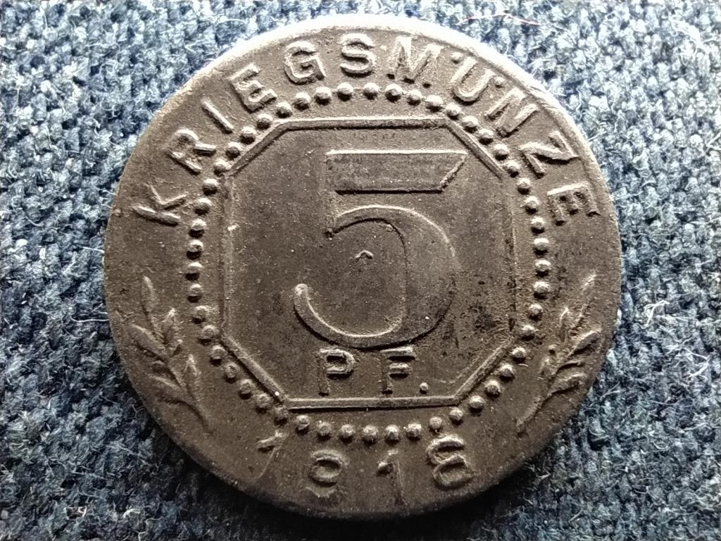 Német Államok Württemberg 5 Pfennig szükségpénz 1918