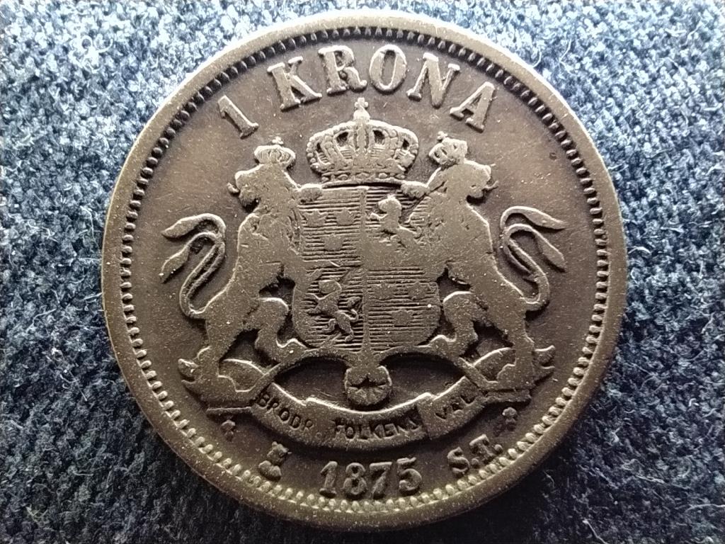 Svédország II. Oszkár (1872-1907) .800 ezüst 1 Korona 1875