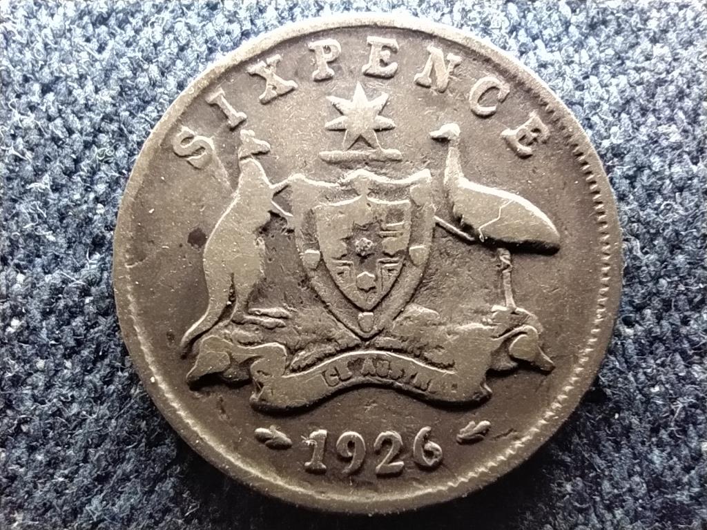 Ausztrália V. György .925 ezüst 6 Pence 1926
