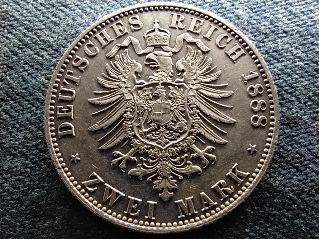 Poroszország II. Vilmos (1888-1918) .900 ezüst 2 márka 1888 A 