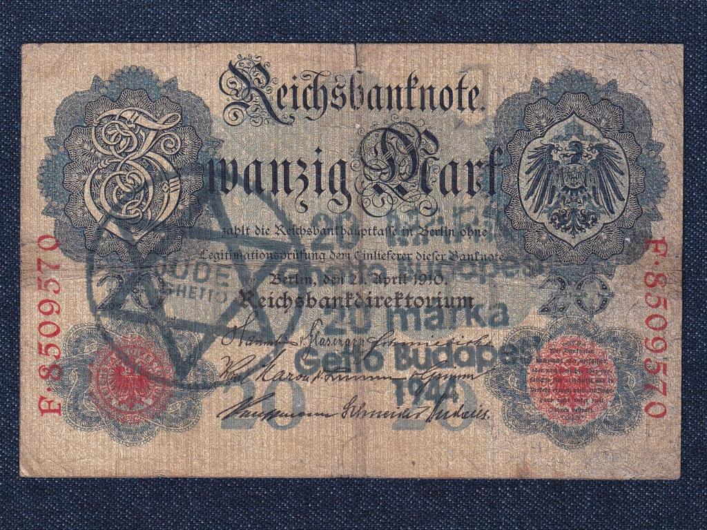 Németország Második Birodalom (1871-1918) 20 Márka bankjegy 1910 Dávid csillaggal