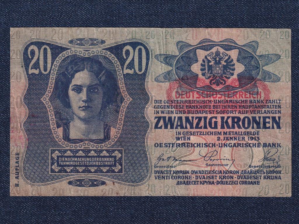 Osztrák-Magyar (1912-1915) 20 Korona bankjegy 1913 Deutschösterreich