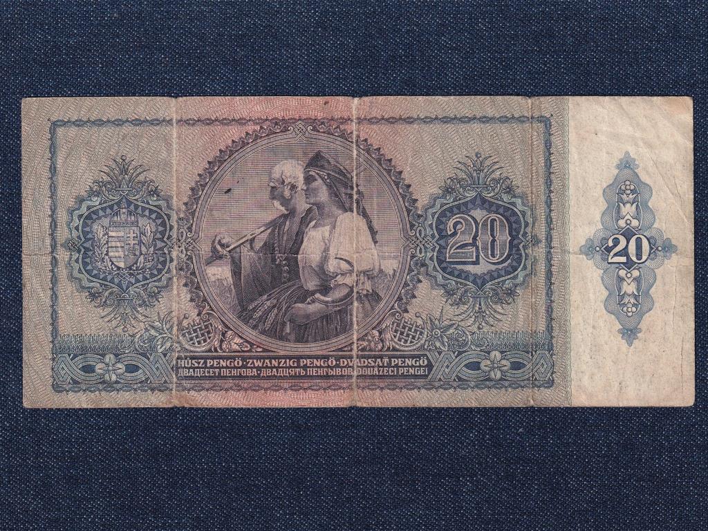 Háború előtti sorozat (1936-1941) 20 Pengő bankjegy 1941 horogkeresztes