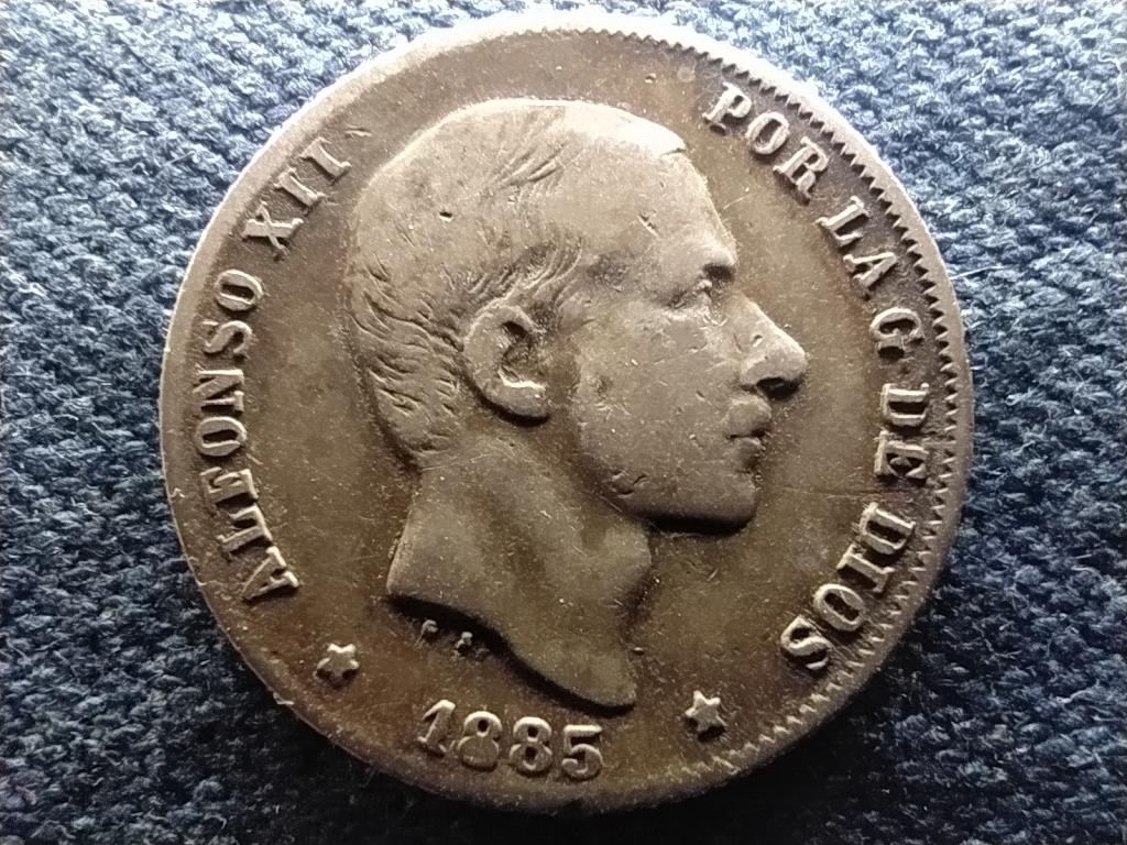 Fülöp-szigetek XII. Alfonz (1870-1885) .835 Ezüst 20 Centimo 1885 
