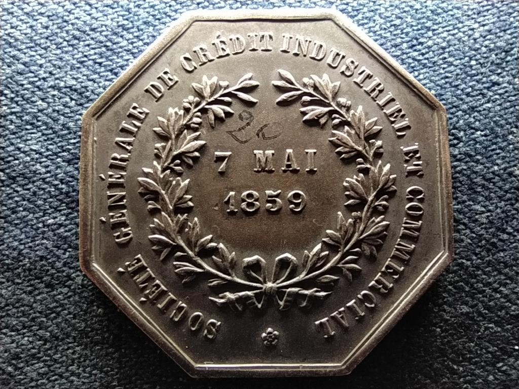 Franciaország Ipari és kereskedelmi hitelintézet 1859 .950 ezüst érem 22,8g 37mm