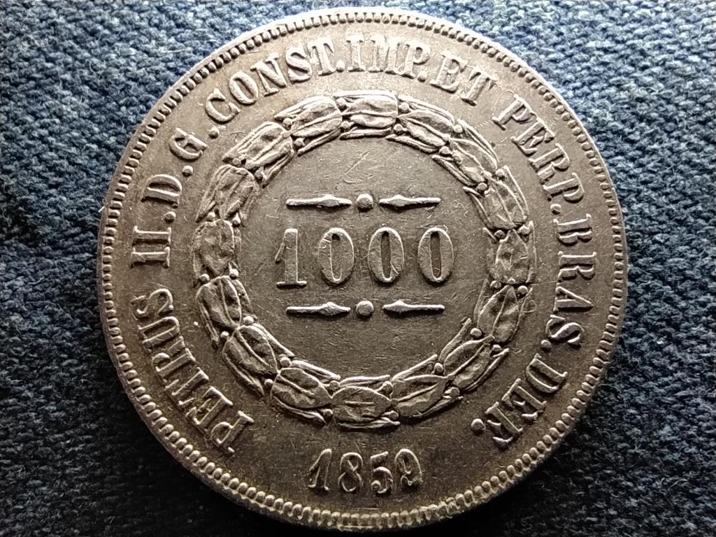 Brazília II. Péter (1831-1889) .917 ezüst 1000 reis 1859