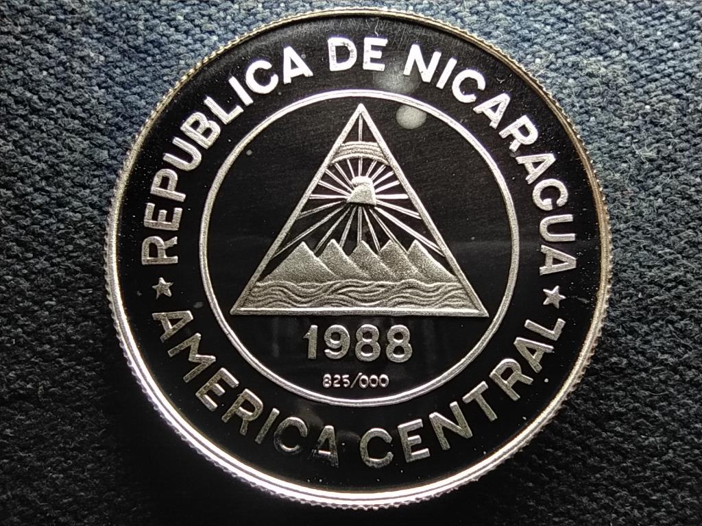 Nicaragua XV. Téli Olimpia Calgary 1988 .825 ezüst 50 cordoba 1988 PP