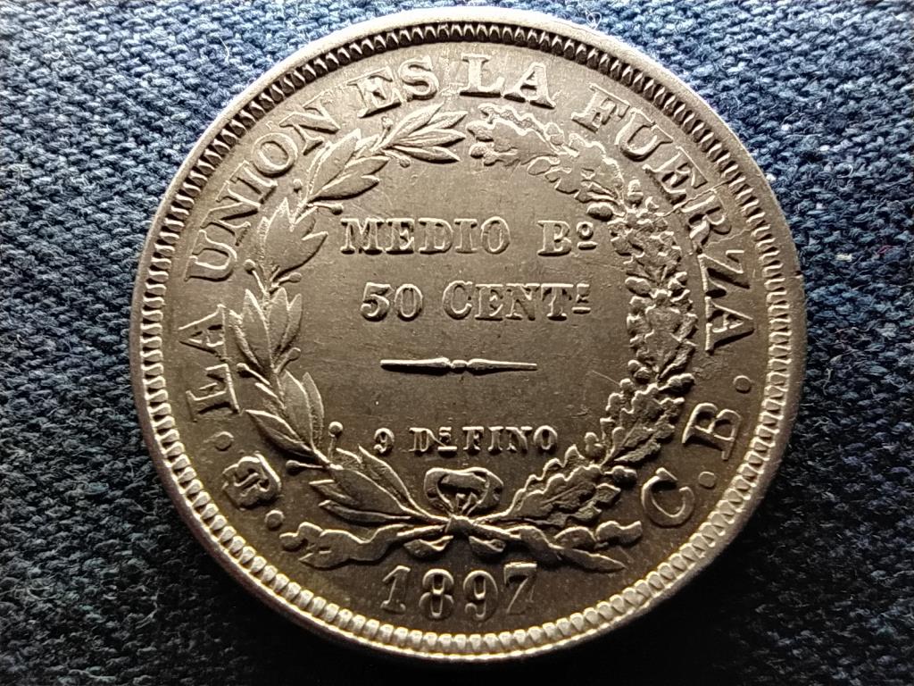 Bolívia Köztársaság (1825-2009) .900 ezüst 50 centavo 1897 PTS CB