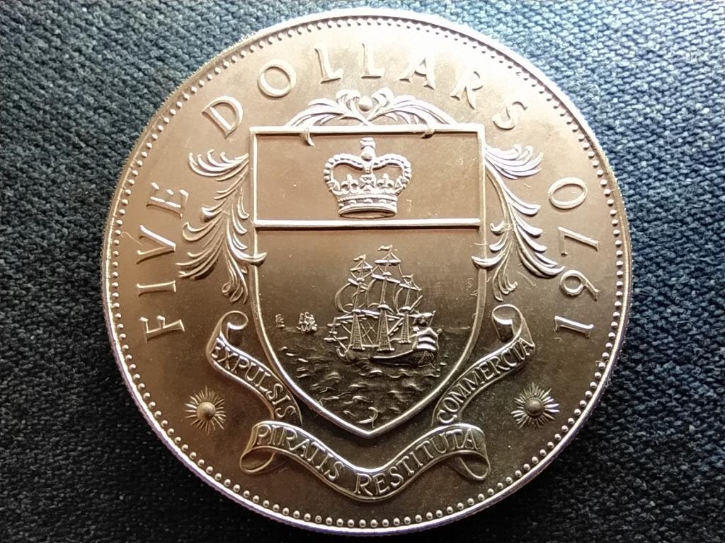 Bahama-szigetek II. Erzsébet (1952-) .925 ezüst 5 dollár 1970
