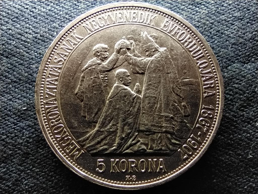Ferenc József koronázás .900 ezüst 5 Korona 1907 KB EXTRA AUNC