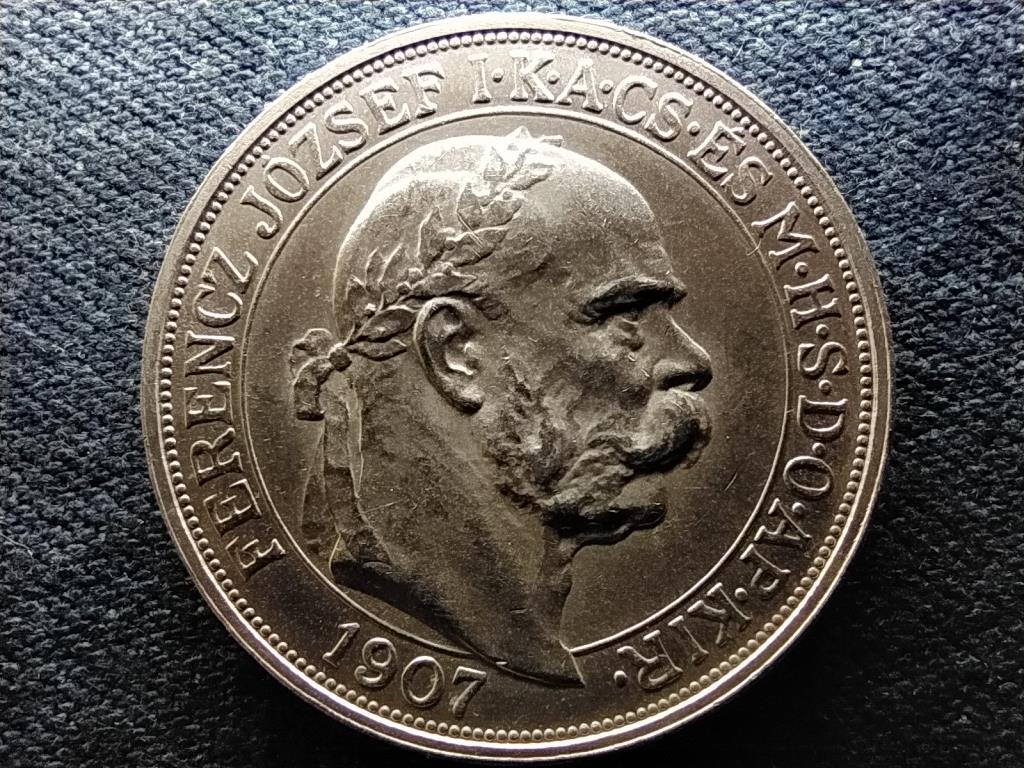 Ferenc József koronázás .900 ezüst 5 Korona 1907 KB AUNC