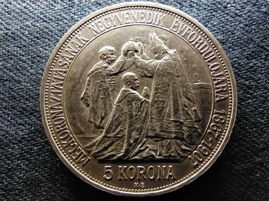 Ferenc József koronázás .900 ezüst 5 Korona 1907 KB AUNC