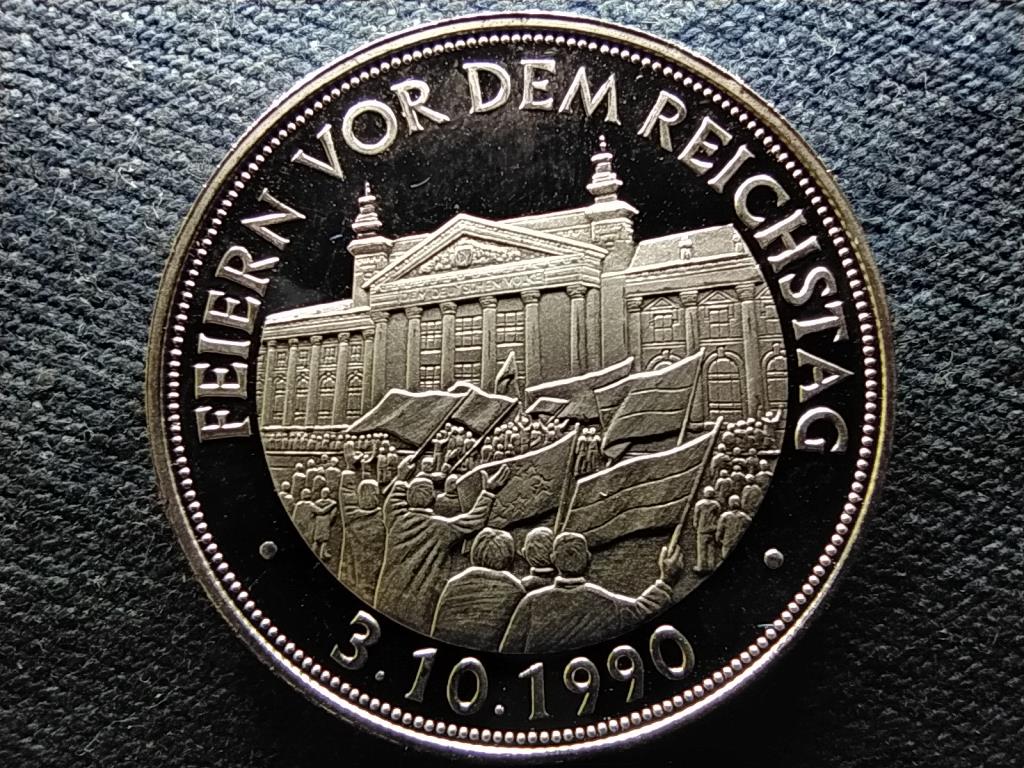 Ünneplés a német Reichstag előtt 1990 .999 ezüst emlékérem 20g PP