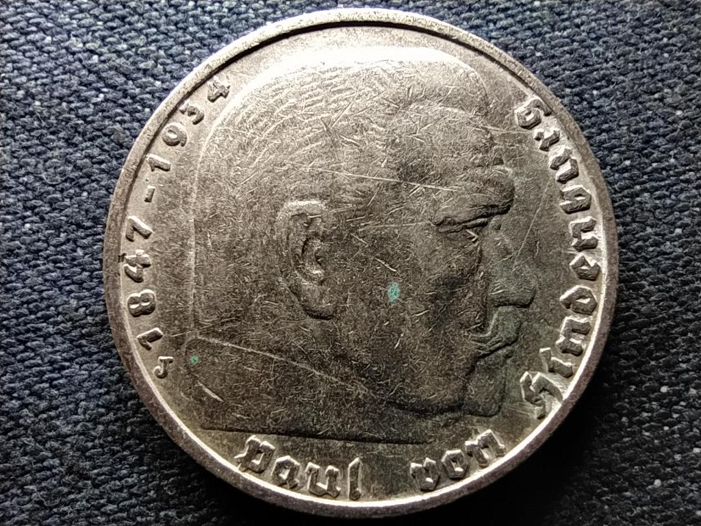 Németország Horogkeresztes .900 ezüst 5 birodalmi márka 1937 J