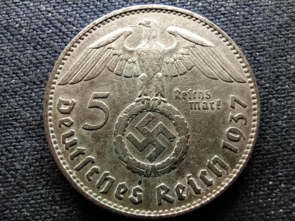 Németország Horogkeresztes .900 ezüst 5 birodalmi márka 1937 J