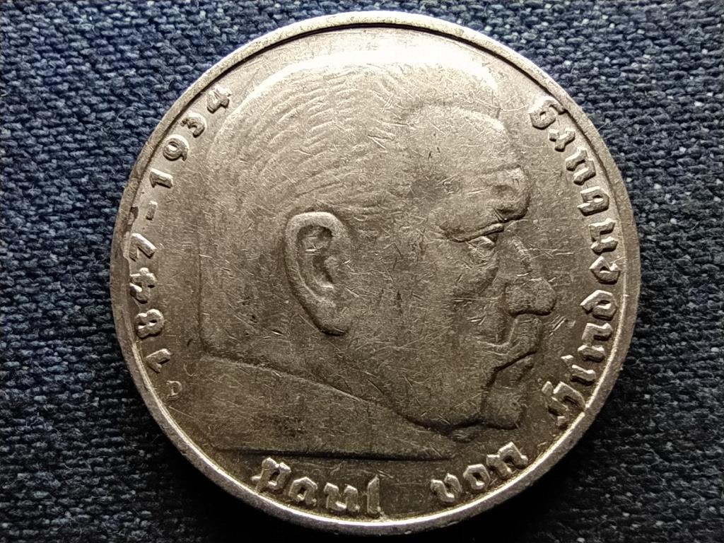 Németország Horogkeresztes .900 ezüst 5 birodalmi márka 1937 D
