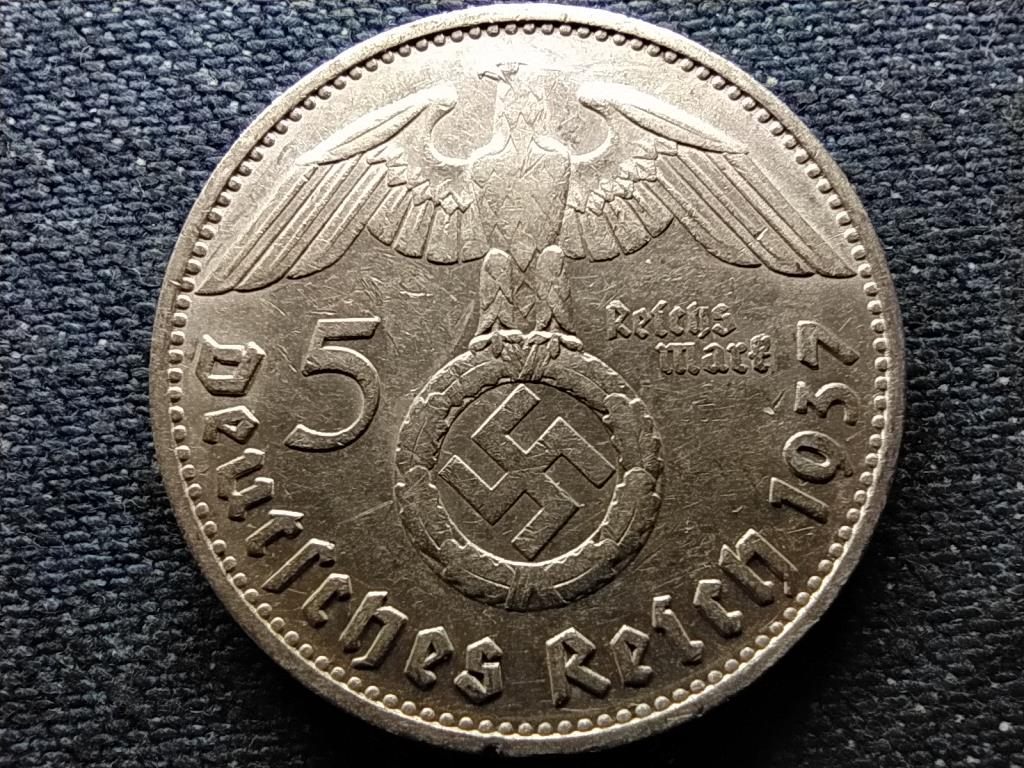 Németország Horogkeresztes .900 ezüst 5 birodalmi márka 1937 D