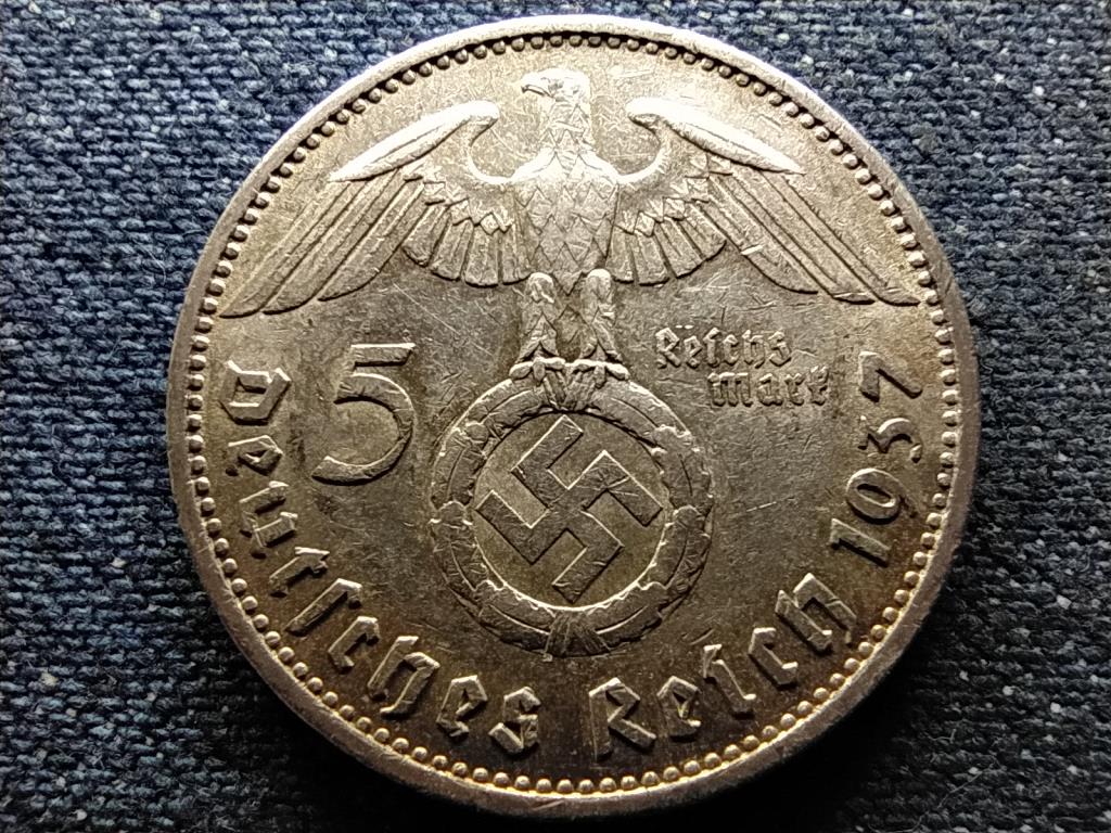 Németország Horogkeresztes .900 ezüst 5 birodalmi márka 1937 A