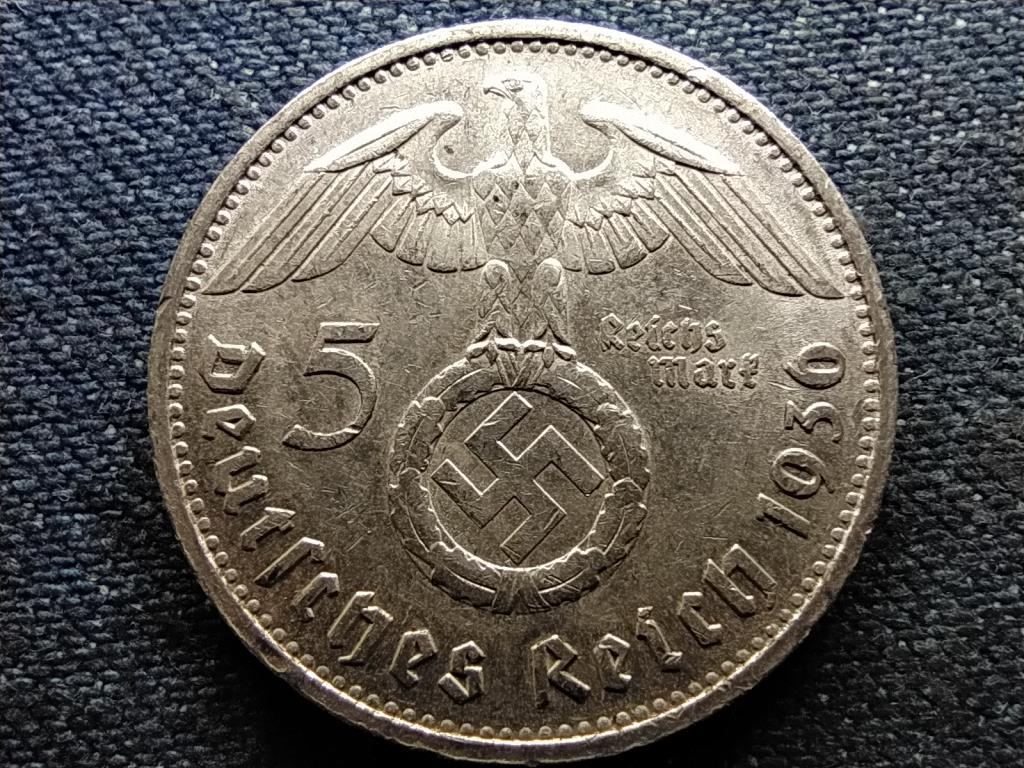 Németország Horogkeresztes .900 ezüst 5 birodalmi márka 1936 F