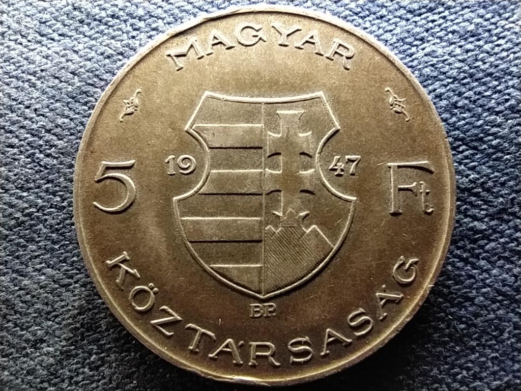 Kossuth Lajos .500 ezüst 5 Forint 1947 BP RÖVID HAJ?