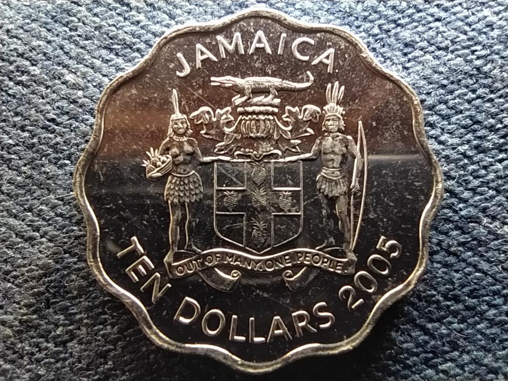 Jamaica II. Erzsébet (1952-) 10 Dollár 2005 UNC FORGALMI SORBÓL
